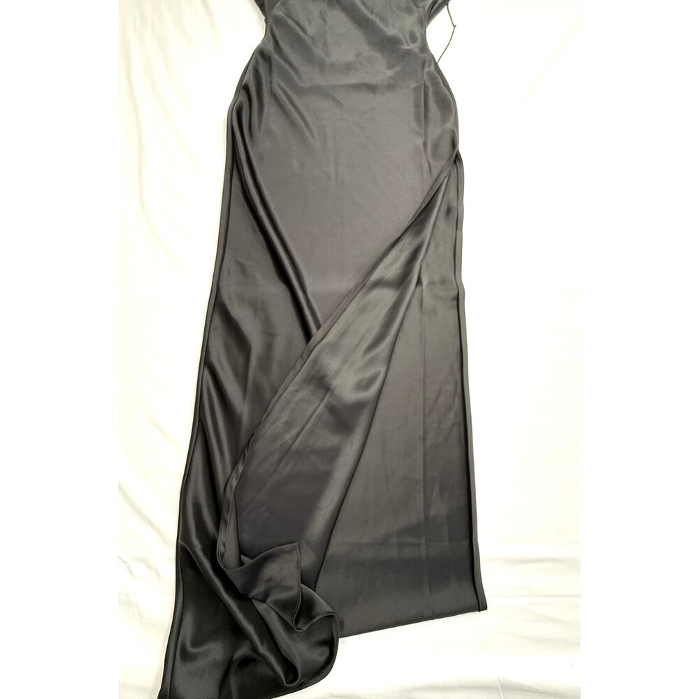 Mimii London Black satin halter maxi dress Sz XS back straps - Picture 4 of 10